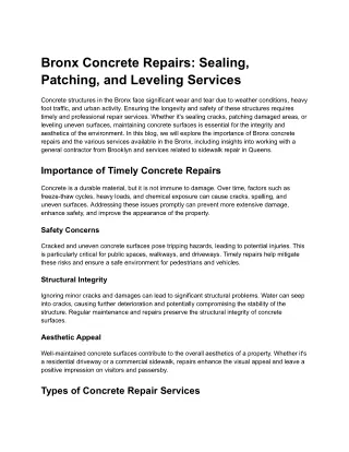 bronx concrete repairs sealing patching