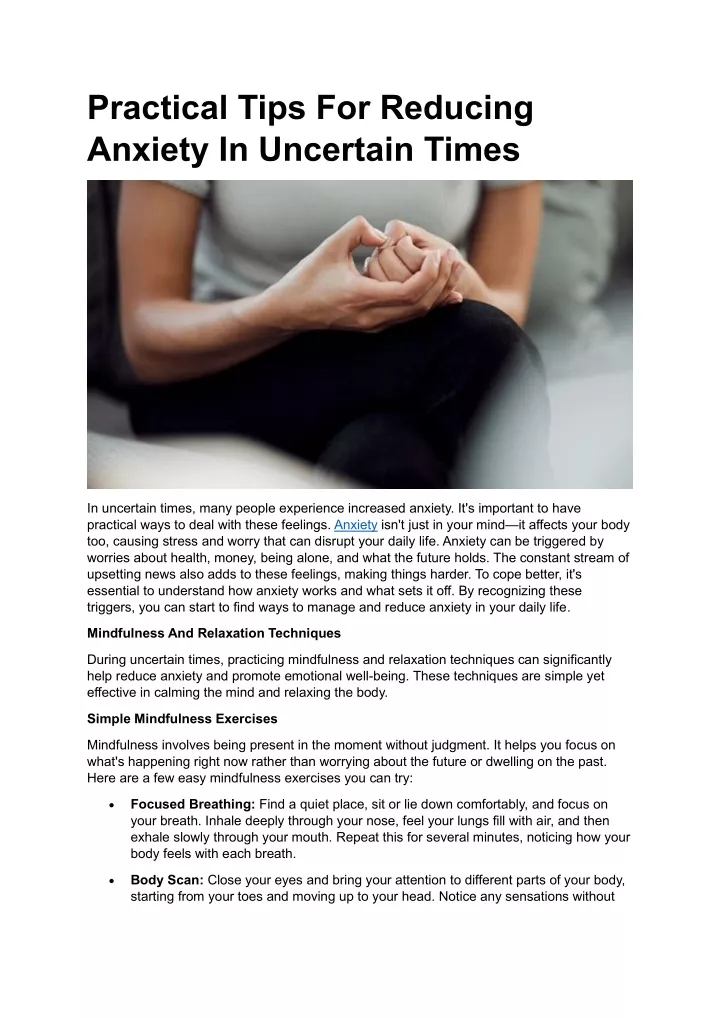 practical tips for reducing anxiety in uncertain