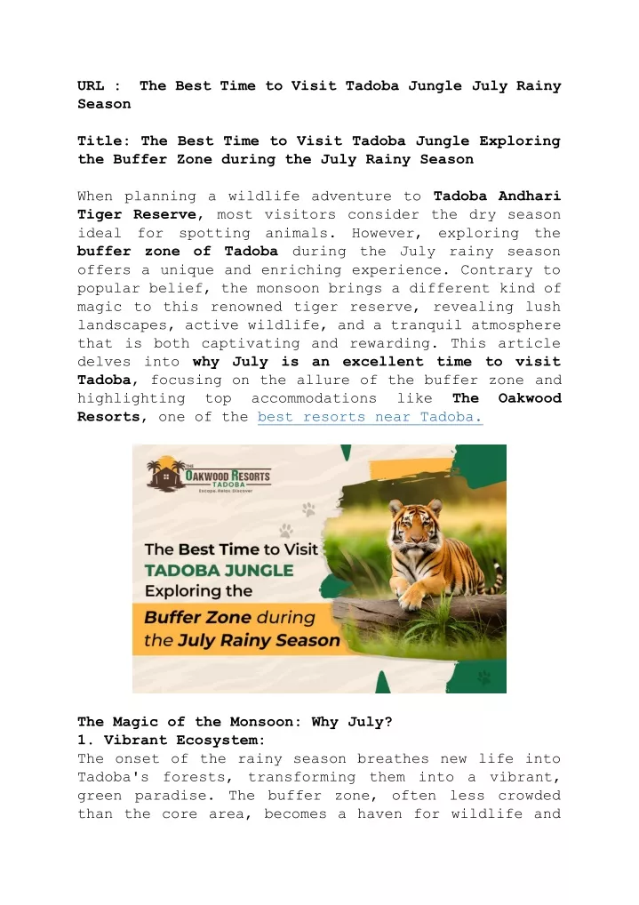 url the best time to visit tadoba jungle july