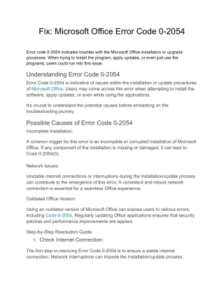 fix microsoft office error code 0 2054
