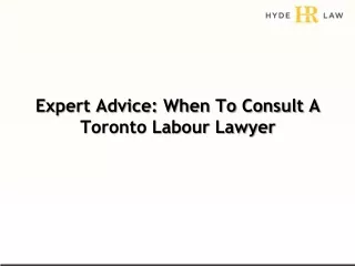 Expert Advice When To Consult A Toronto Labour Lawyer