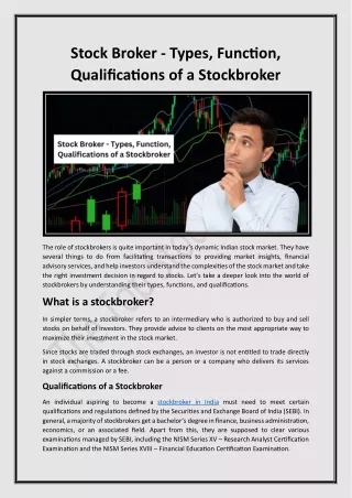 stock broker types function qualifications