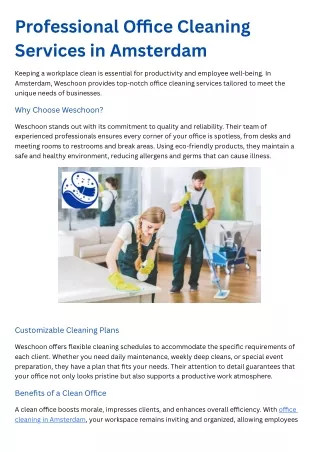 Professional Office Cleaning Services in Amsterdam