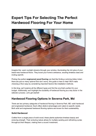 Expert Tips For Selecting The Perfect Hardwood Flooring For Your Home