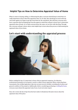 Helpful Tips on How to Determine Appraisal Value of Home