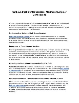 outbound call center services maximize customer