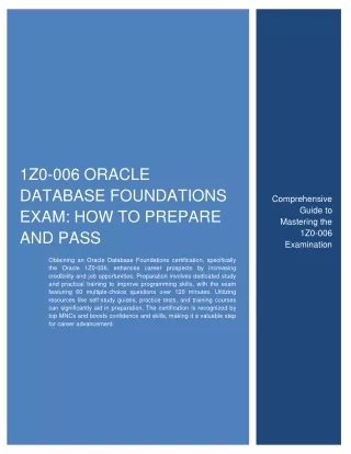 1Z0-006 Oracle Database Foundations Exam: How to Prepare and Pass