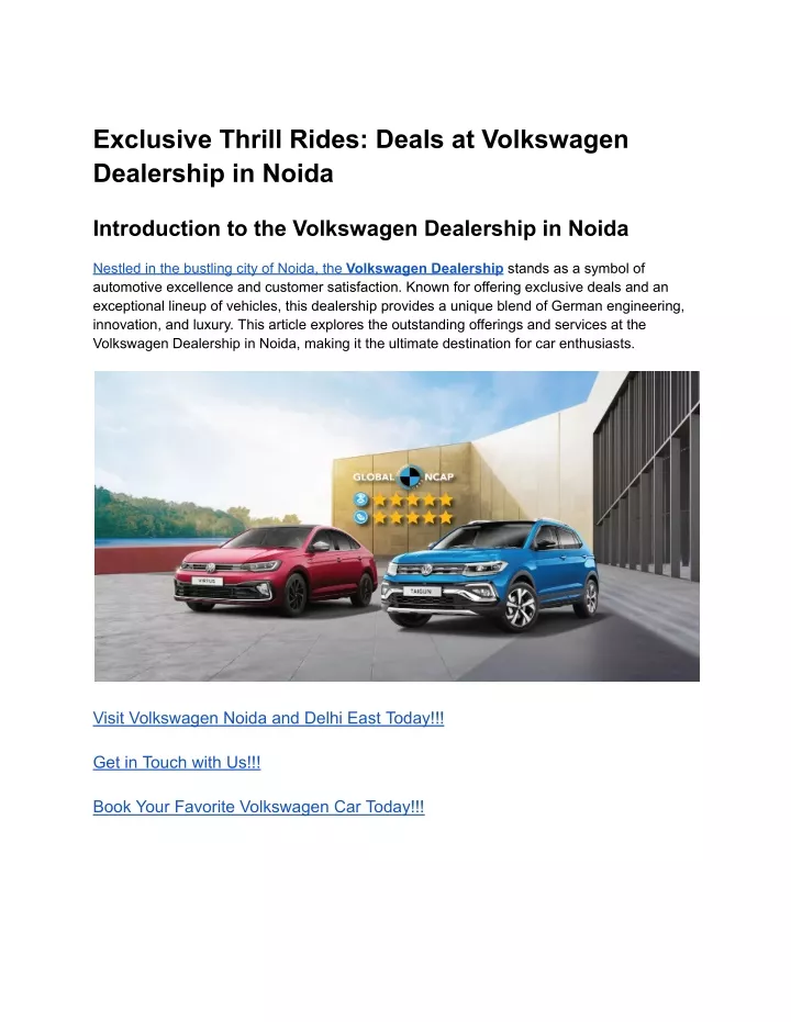 exclusive thrill rides deals at volkswagen