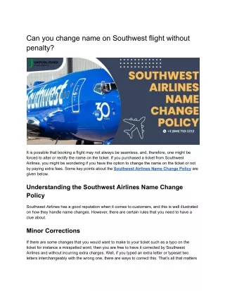 can you change name on southwest flight without