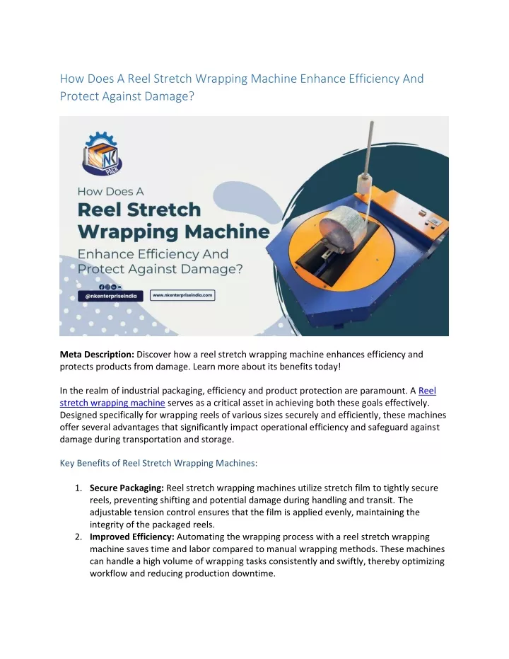 how does a reel stretch wrapping machine enhance