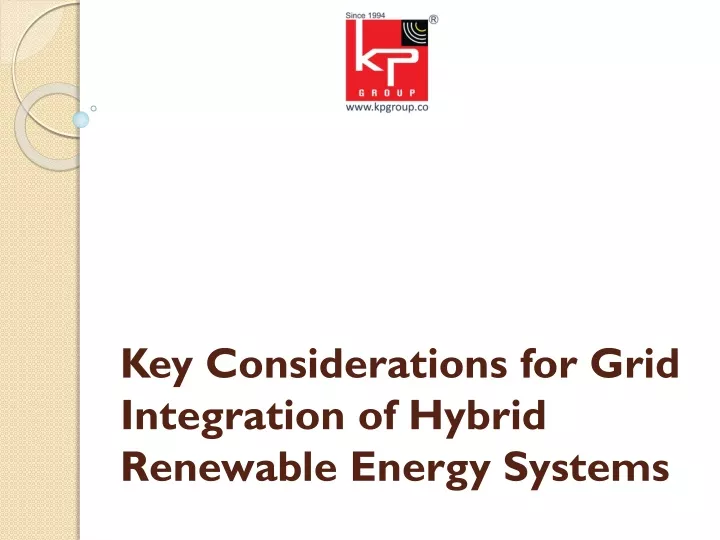 key considerations for grid integration of hybrid renewable energy systems