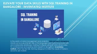 Elevate Your Data Skills with SQL Training in Bangalore :Inventateq Institute