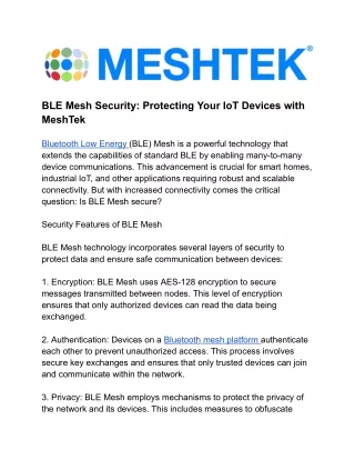 BLE Mesh Security_ Protecting Your IoT Devices with MeshTek