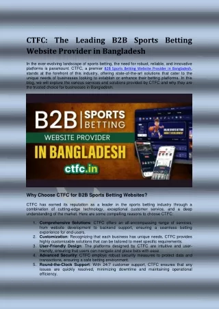 B2B Sports Betting Website Provider in Bangladesh