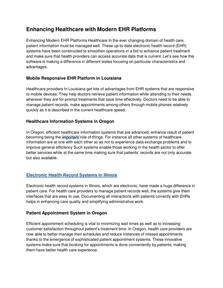 enhancing healthcare with modern ehr platforms
