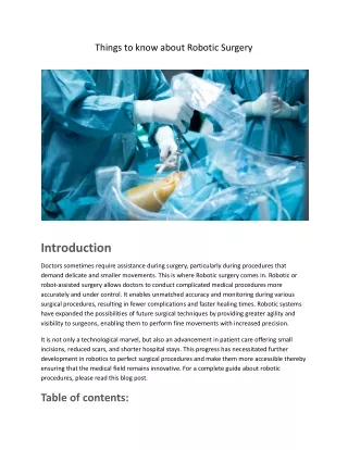 Things to know about Robotic Surgery