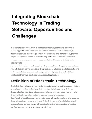 Integrating Blockchain Technology in Trading Software_ Opportunities and Challenges