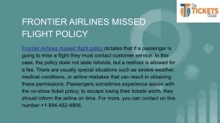 FRONTIER AIRLINES MISSED FLIGHT POLICY