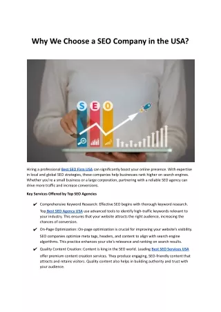 why we choose a seo company in the usa