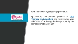 Aba Therapy In Hyderabad  Ignitio.co.in