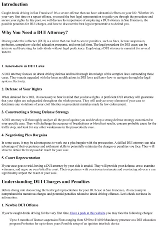Caught Drunk Driving? Find the Best Legal Representation in San Francisco