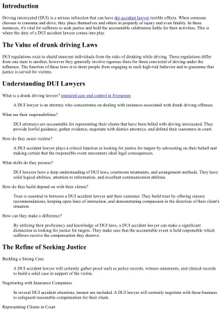 The Function of a DUI Accident Lawyer in Seeking Justice for Targets