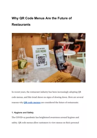 Why QR Code Menus Are the Future of Restaurants.