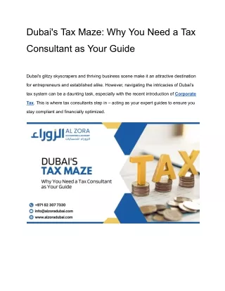 Dubai's Tax Maze: Why You Need a Tax Consultant as Your Guide