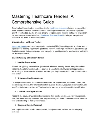 mastering healthcare tenders a comprehensive guide
