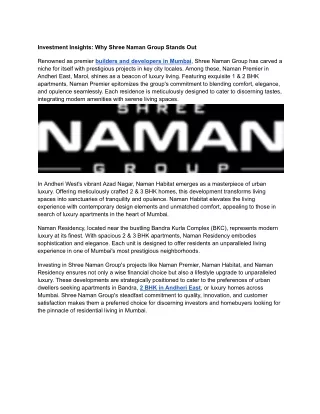 Investment Insights_ Why Shree Naman Group Stands Out