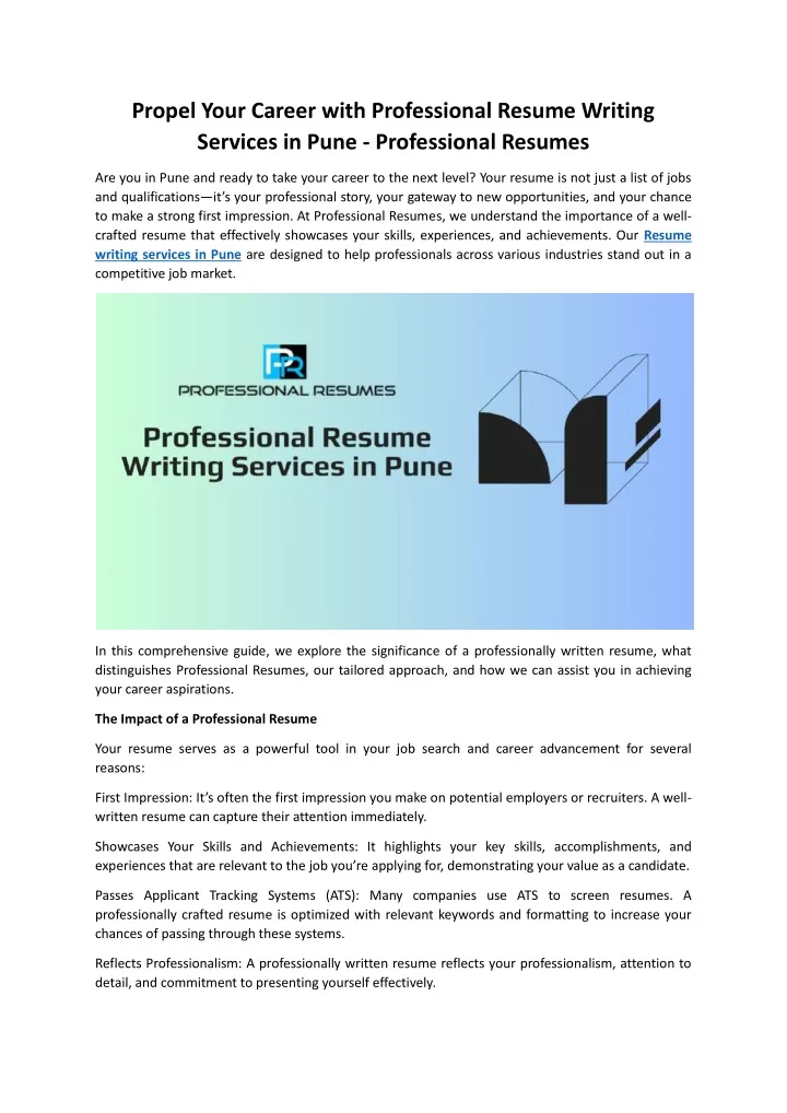 propel your career with professional resume