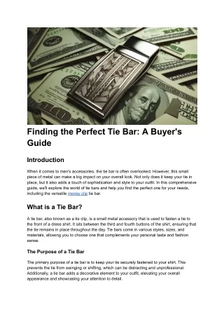 Finding the Perfect Tie Bar: A Buyer's Guide