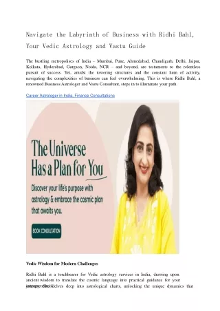 Unveiling Your Cosmic Compass: Ridhi Bahl – Your Vedic Astrology Guide