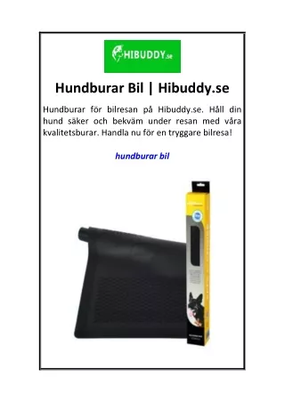 Hundburar Bil  Hibuddy.se