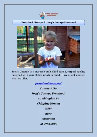 Preschool Liverpool | Joey's Cottage Preschool