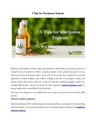 5 Tips for Marijuana Topicals