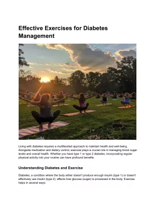 Effective Exercises for Diabetes Management