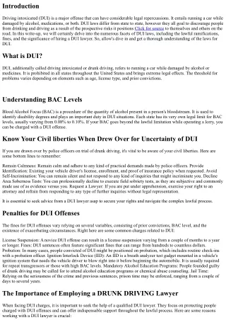 Know the Laws for DUI: Comprehending the Legal Effects