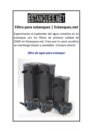 filtro para estanques estanques net