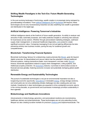 shifting wealth paradigms in the tech era future