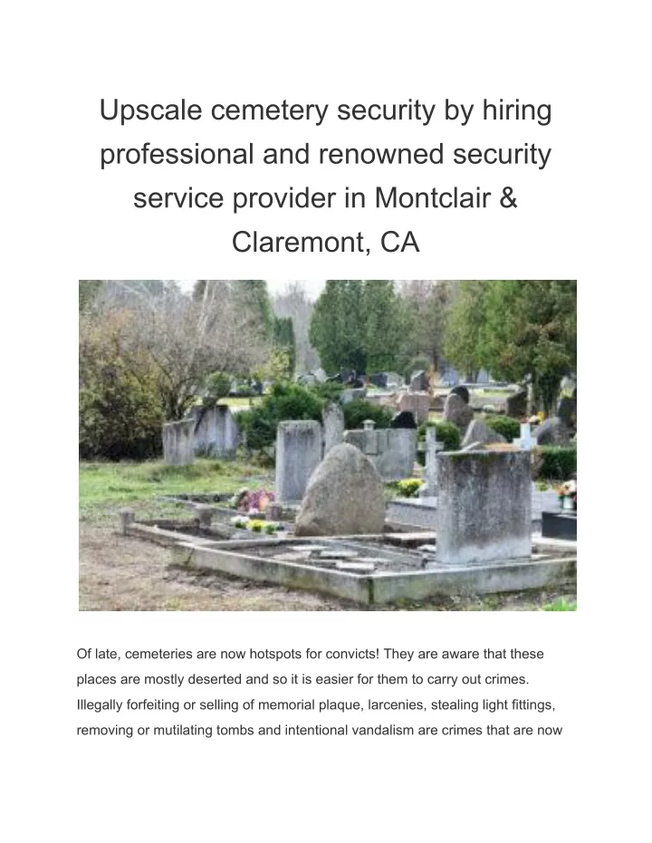 upscale cemetery security by hiring professional