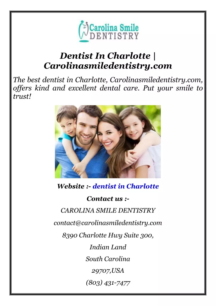 dentist in charlotte carolinasmiledentistry com