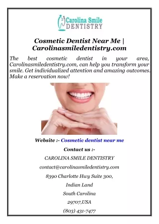 Cosmetic Dentist Near Me  Carolinasmiledentistry.com