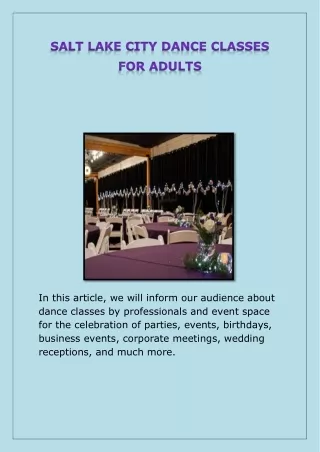 Salt Lake City Dance Classes For Adults