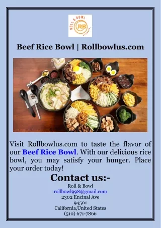 Beef Rice Bowl  Rollbowlus.com