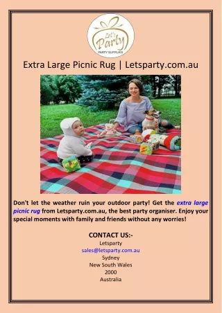 Extra Large Picnic Rug | Letsparty.com.au