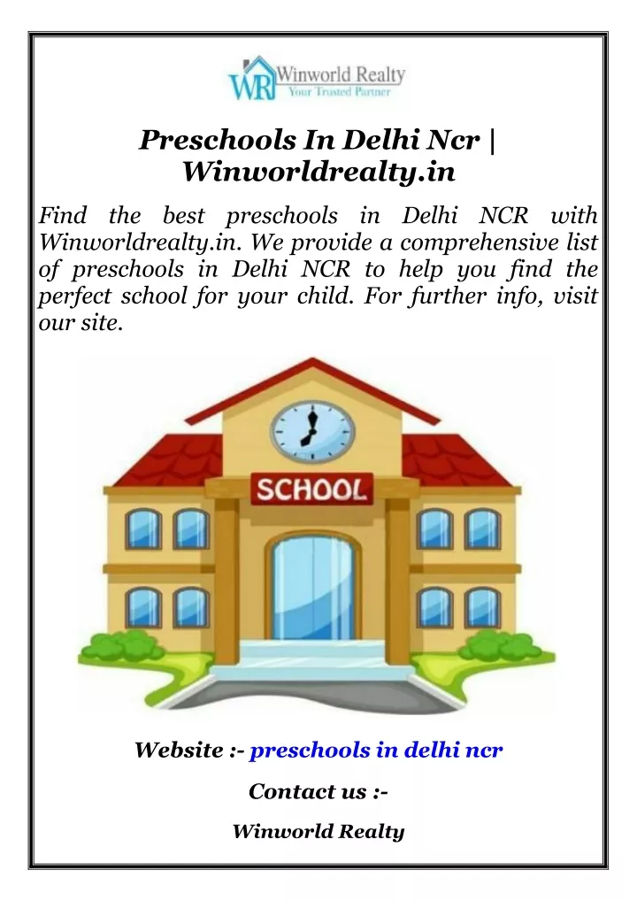 preschools in delhi ncr winworldrealty in