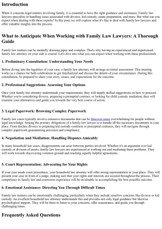 What to Expect When Dealing With Family Law Lawyers