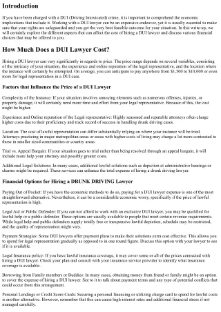 How Much Does a DUI Lawyer Cost? Exploring Your Financial Options