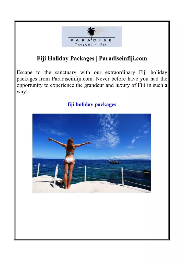 fiji holiday packages paradiseinfiji com